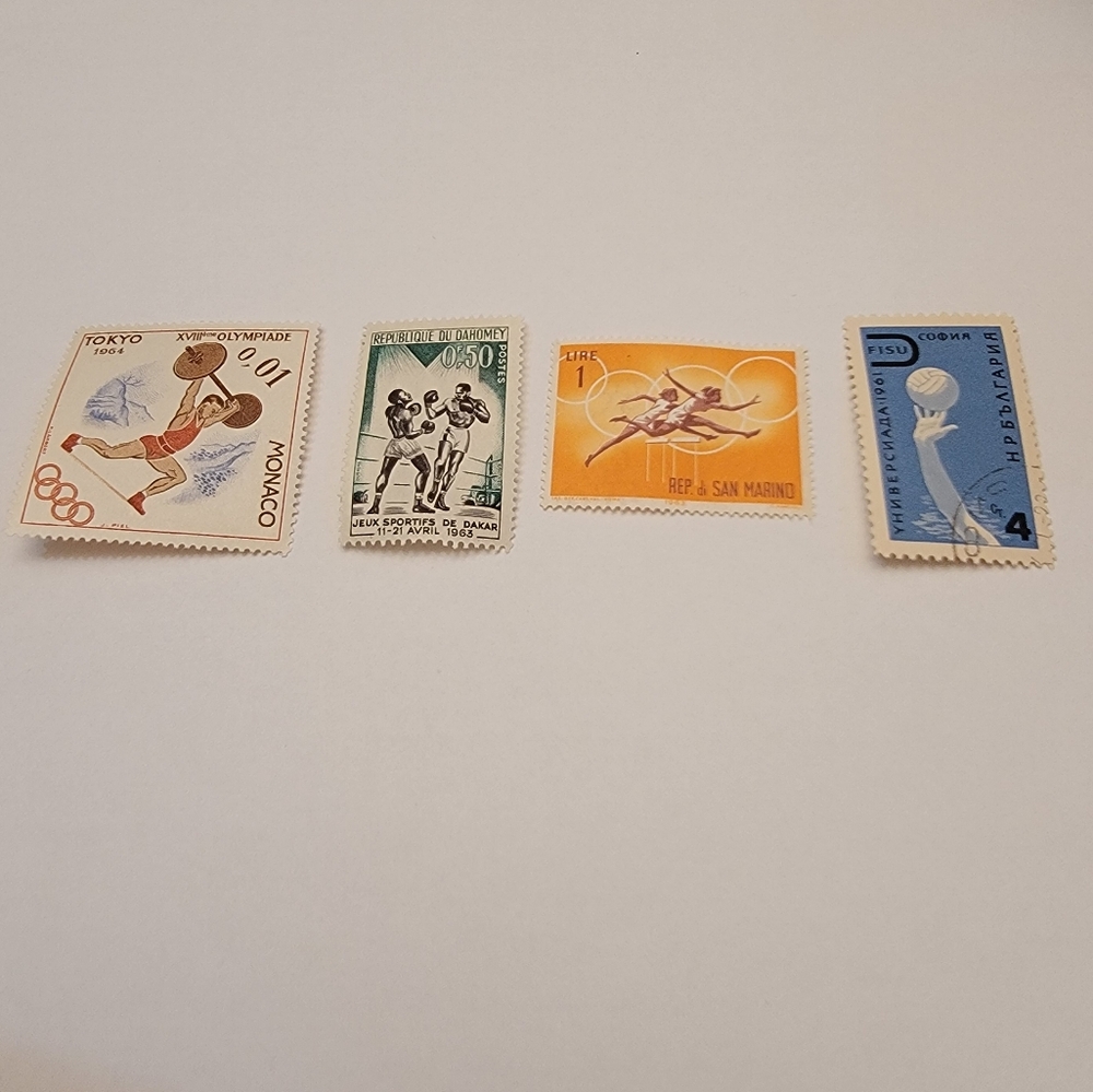 Vintage (4) STAMPS Olympic & Sorts Collectible